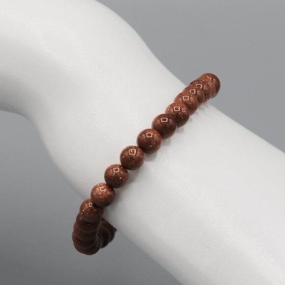 Jewelry bracelet gold sandstone natural stone bead beaded stretch brand new - Picture 7 of 7